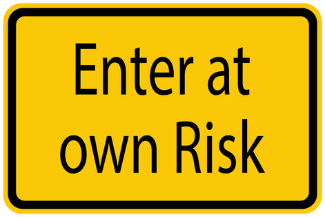 Construction site sticker "Enter at own risk" yellow LH-BAU-1030