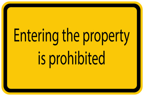 Construction site sticker "Entering the property is prohibited" yellow LH-BAU-1100