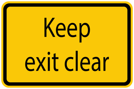 Construction site sticker "Keep exit clear" yellow LH-BAU-1120