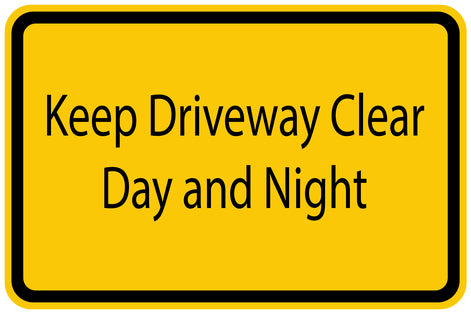 Construction site sticker "Keep Driveaway Clear Day and Night" yellow LH-BAU-1130