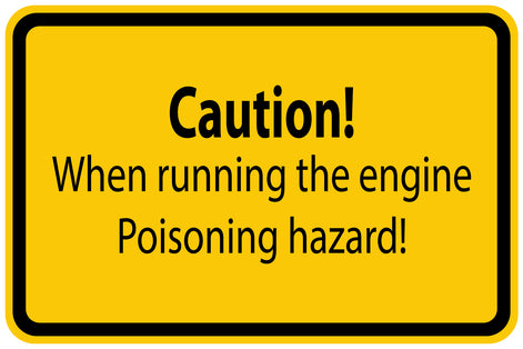 Construction site sticker "Caution!When running the engine Poisoning hazard!" yellow LH-BAU-1320