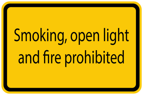Construction site sticker "Smoking, open light and fire prohibited" yellow LH-BAU-1340