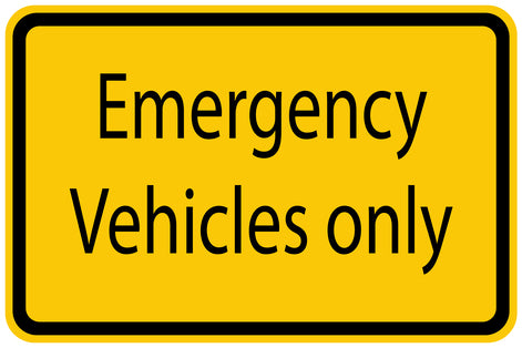 Construction site sticker "Emergency vehicles only" yellow LH-BAU-1440
