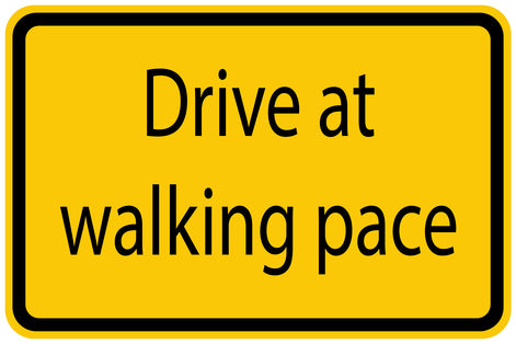 Construction site sticker "Drive at walking pace" yellow LH-BAU-1480