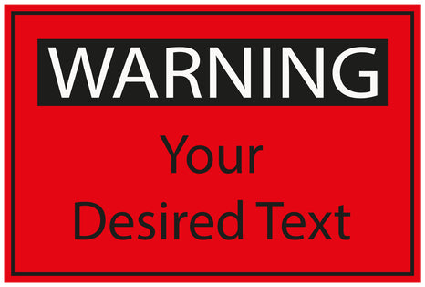 Construction site sticker "WARNING Your desired text" red LH-BAU-1960