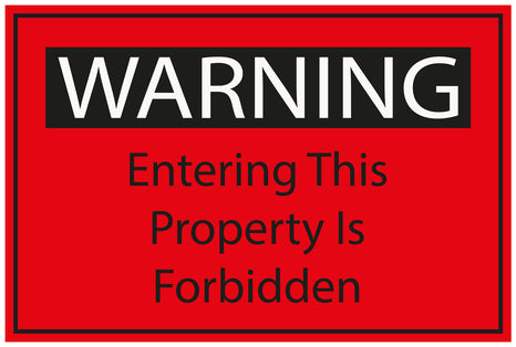 Construction site sticker "WARNING Entering this propeerty is forbidden" red LH-BAU-1970
