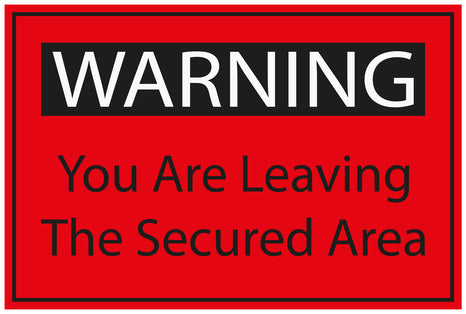 Construction site sticker "WARNING you are leaving the secutred area" red LH-BAU-2030