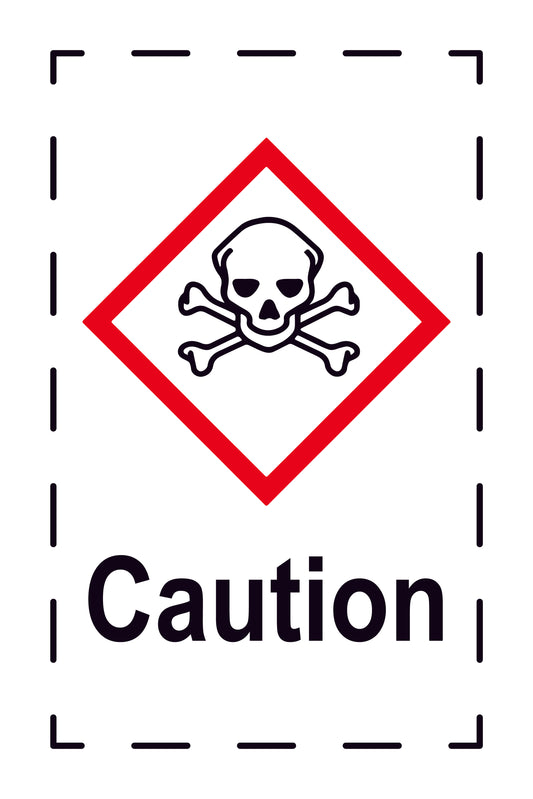 1000 stickers "Caution Toxic Substances" 2.4x3.9 cm to 15x24 cm, made of paper or plastic LH-GHS-06-Caution
