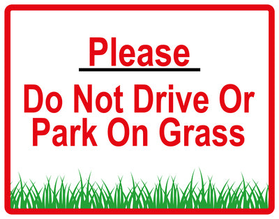 Sticker "Please do not drive or park on the grass " 10-60 cm made of PVC plastic, LH-KEEPOFFGRASS-H-11300-14