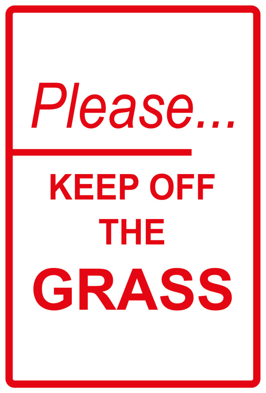 Sticker "Please...Keep off the grass" 10-60 cm made of PVC plastic, LH-KEEPOFFGRASS-V-10600-14
