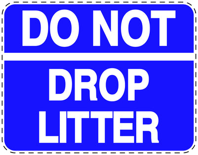 Garbage bin sticker "Do not drop litter" blue, horizontal LH-LITTER-H-10100-44