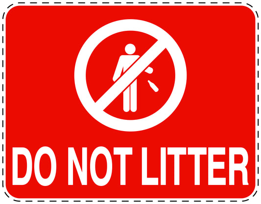 Garbage bin sticker "Do not litter" red , horizontal LH-LITTER-H-10800-14