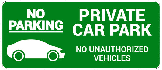 No parking Sticker "No parking Private car park no unauthorized vehicles" LH-NPRK-1080-54