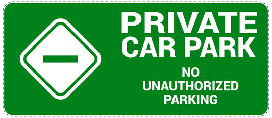 No parking Sticker "Private car park No unauthorized parking" LH-NPRK-1180-54