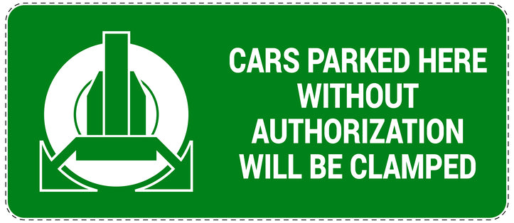 No parking Sticker "Cars parked here without authorization will be clamped" LH-NPRK-1270-54