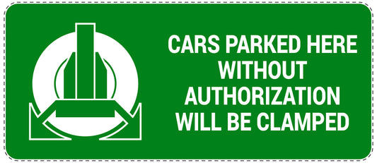No parking Sticker "Cars parked here without authorization will be clamped" LH-NPRK-1270-54