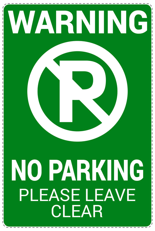 No parking Sticker "Warning No parking please leave clear" LH-NPRK-2030-54