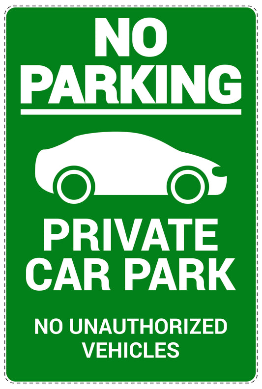 No parking Sticker "No parking Private car park no unauthorized vehicles" LH-NPRK-2080-54