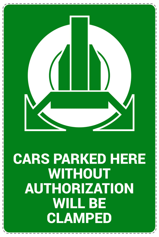 No parking Sticker "Cars parked here without authorization will be clamped" LH-NPRK-2270-54