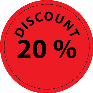 Promotional sticker Offer sticker special offer sticker " Discount 20% " 2-10 cm made of paper and plastic LH-PR-3020