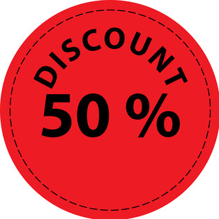 Promotional sticker Offer sticker special offer sticker " Discount 50% " 2-10 cm made of paper and plastic LH-PR-3050