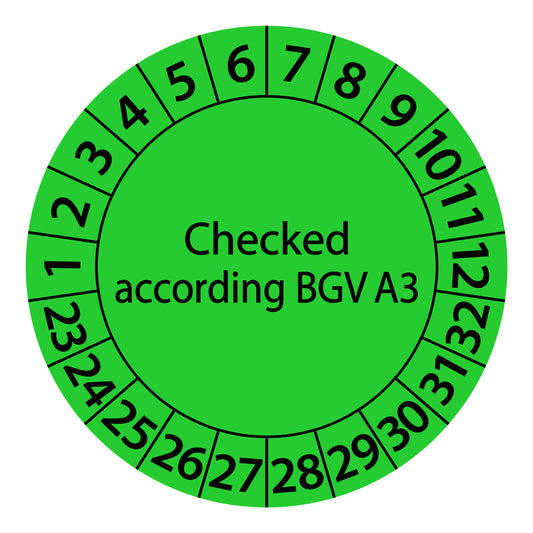 Multi-year test labels, tested according to BGR 198 + BGR 199 Next test date, starting year: 2023 made of paper or plastic ES-PRBGVA3-10-2023