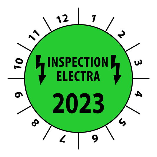 Test labels, electrical test, start year: 2023 made of paper or plastic ES-PREP-1-2023