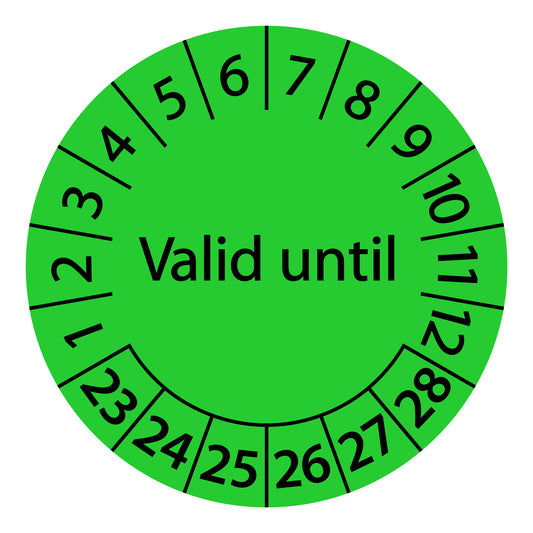 Multi-year test labels, valid until, start year: 2023 made of paper or plastic ES-PRGB-6-2023