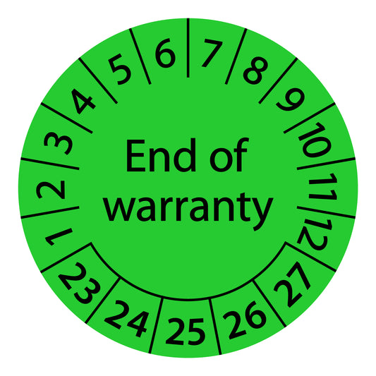 Multi-year test labels, warranty end, start year: 2023 made of paper or plastic ES-PRGE-4-2023