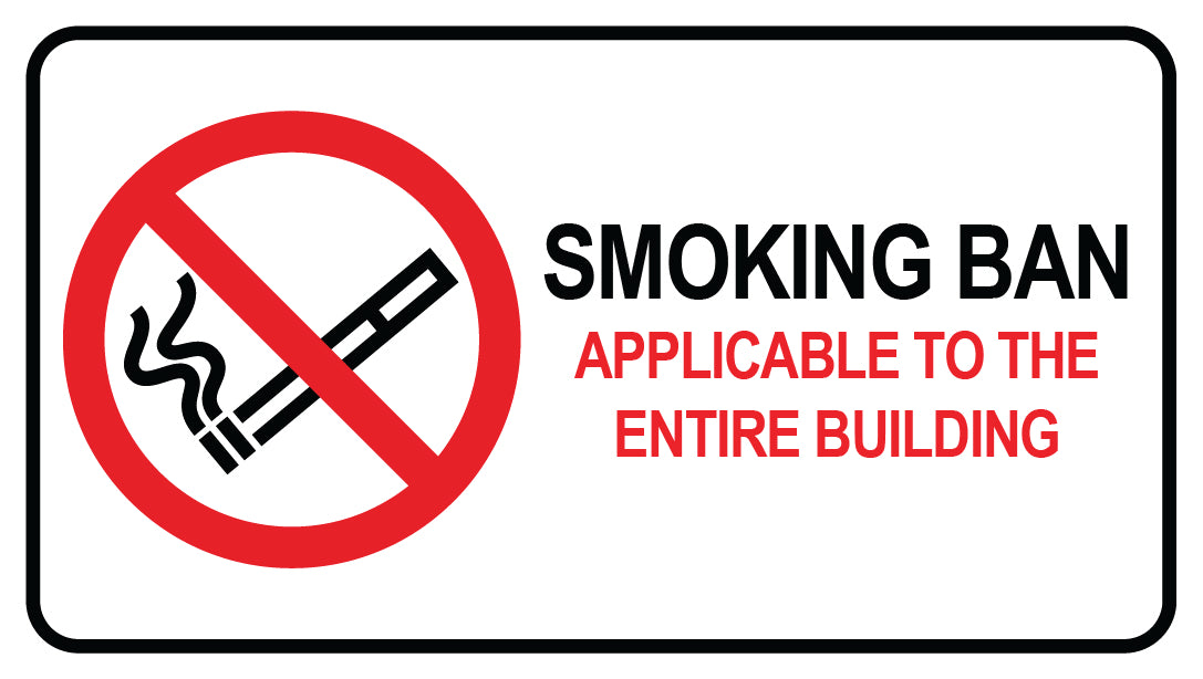 Smoking ban sticker "Smoking ban applicable to the entire bulding" 10-60 cm LH-RAUCHVERBOT-H-10100