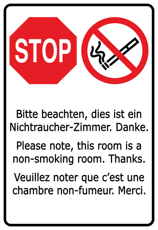 Smoking ban sticker "Non smoking rooms" 10-60 cm LH-RAUCHVERBOT-V-10000