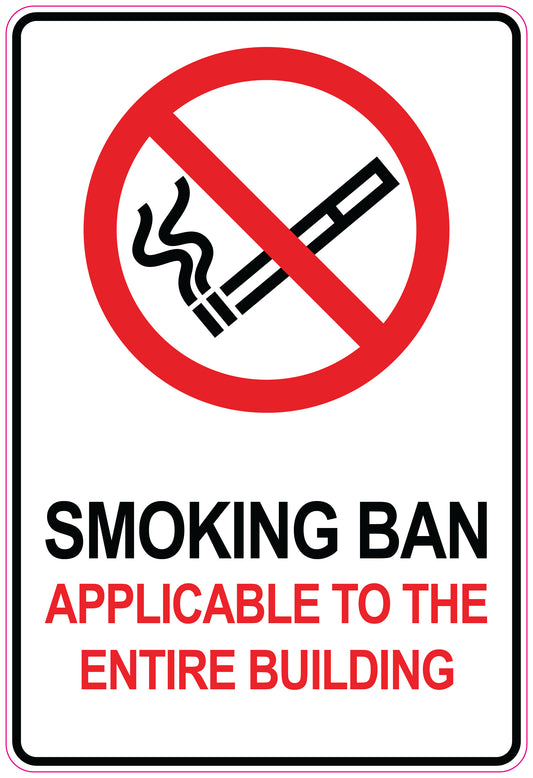 Smoking ban sticker "Smoking ban applicable to the entire bulding" 10-60 cm LH-RAUCHVERBOT-V-10100