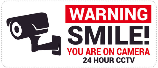 No entry - video surveillance "Warning smile!  you are on camera 24 hour CCTV" 10-40 cm LH-RESTRICT-1300