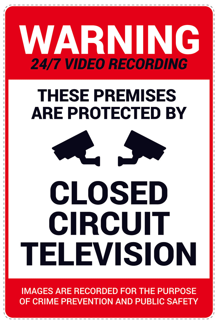 No entry - video surveillance "Warning 24/7 video recording these premises are protected by closed circuit television Images are recorded for the purpose of crime prevention and public safety" 10-40 cm LH-RESTRICT-2010