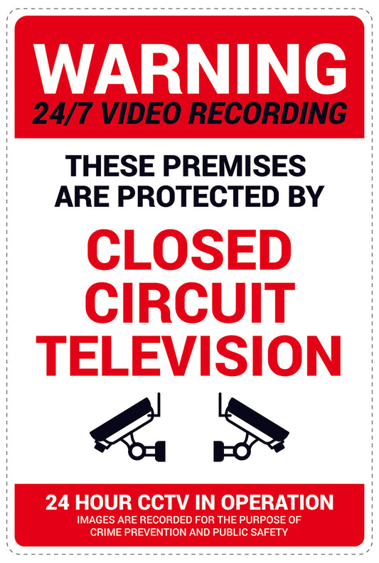 No entry - video surveillance "Warning these premises are protected by closed circuit television 24 hours CCTV in operation Images are recorded for the purpose of crime prevention and public safety" 10-40 cm LH-RESTRICT-2020