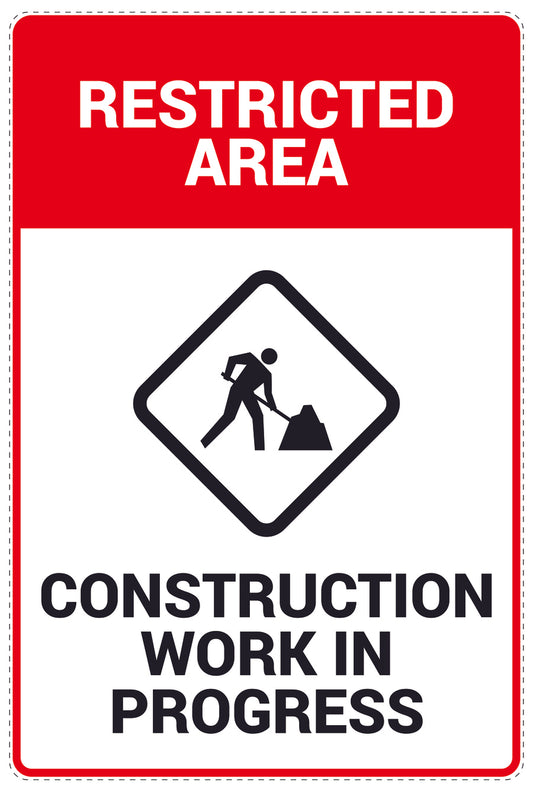 No entry - video surveillance "Restricted area construction work in progress" 10-40 cm LH-RESTRICT-2100