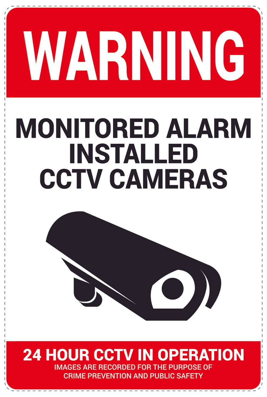 No entry - video surveillance "Waarning monitored alarm installed CCTV cameras 24 hour CCTV cmaera in operation" 10-40 cm LH-RESTRICT-2230