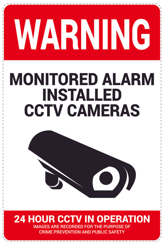 No entry - video surveillance "Waarning monitored alarm installed CCTV cameras 24 hour CCTV cmaera in operation" 10-40 cm LH-RESTRICT-2230