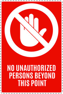 No entry sticker "No unauthorized persons beyond this point" LH-SI6030-14