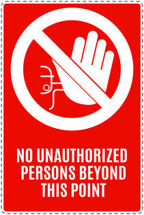 No entry sticker "No unauthorized persons beyond this point" LH-SI6040-14