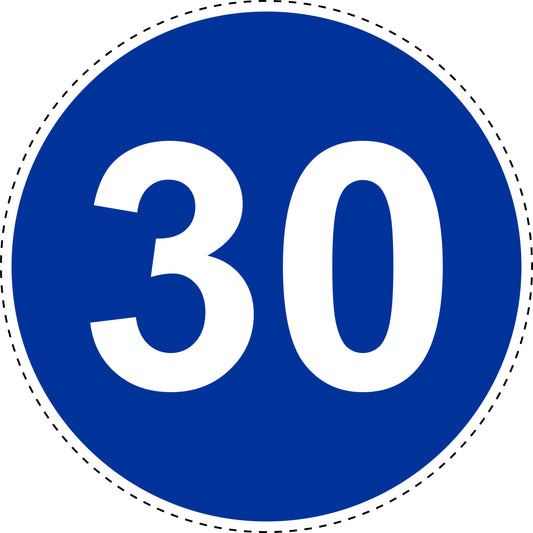 Mandatory stickers "Drive at least 30 KM" made of PVC plastic, LH-SIM1140