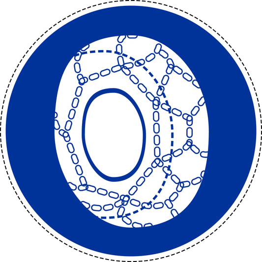 Mandatory stickers "Snow chains on at least two wheels" made of PVC plastic, LH-SIM1150