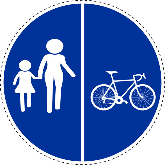 Mandatory stickers "Separated path for pedestrians and cyclists" made of PVC plastic, LH-SIM1240
