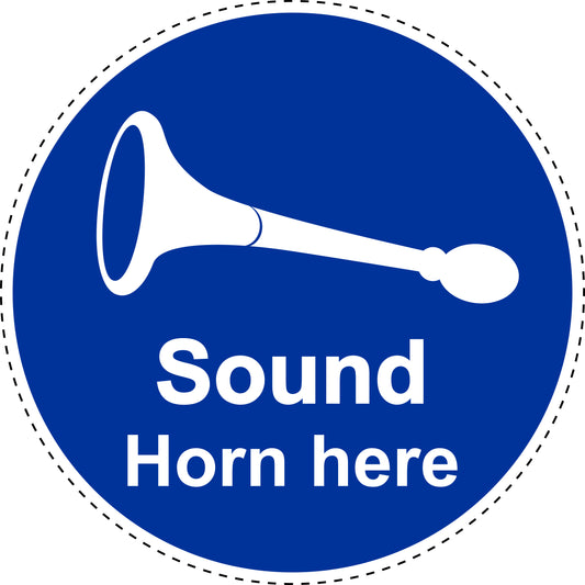 Mandatory stickers "sound horn here" made of PVC plastic, LH-SIM1270
