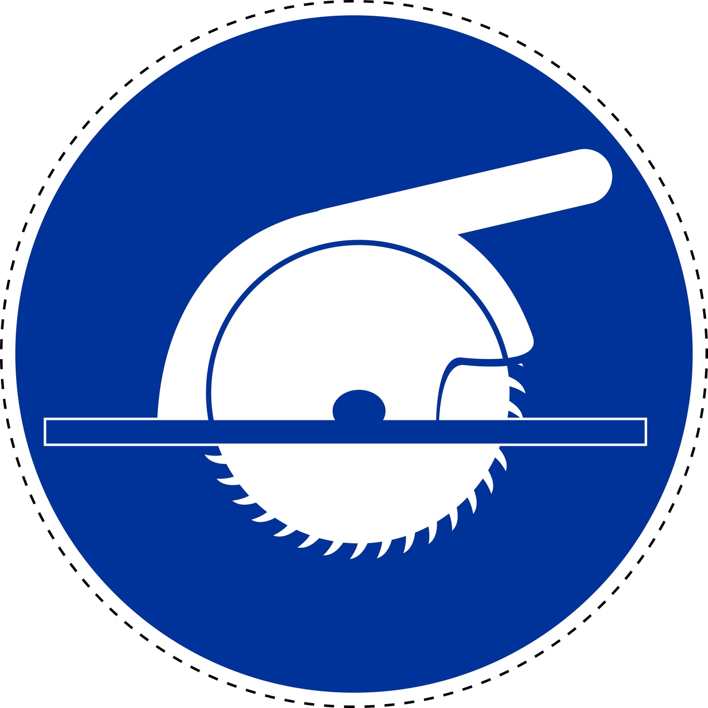 Mandatory stickers "Protective cover over the circular saw table" made of PVC plastic, LH-SIM1300