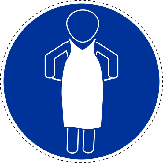 Mandatory stickers "Wear protective apron" made of PVC plastic, LH-SIM1350