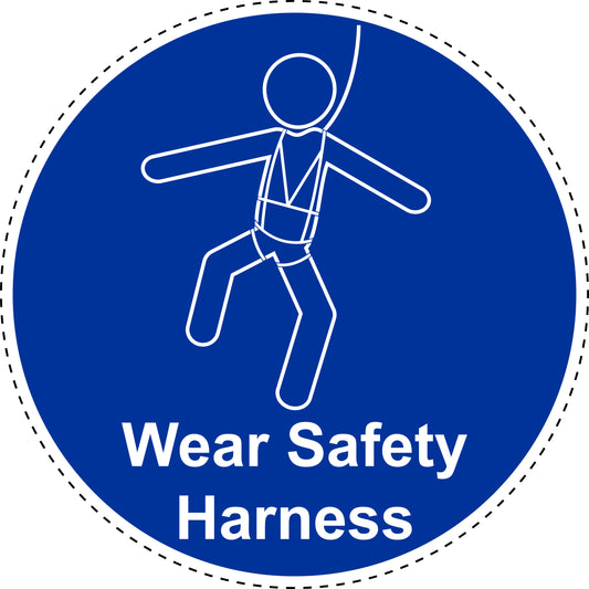 Mandatory stickers "Wear safety harness " made of PVC plastic, LH-SIM1370