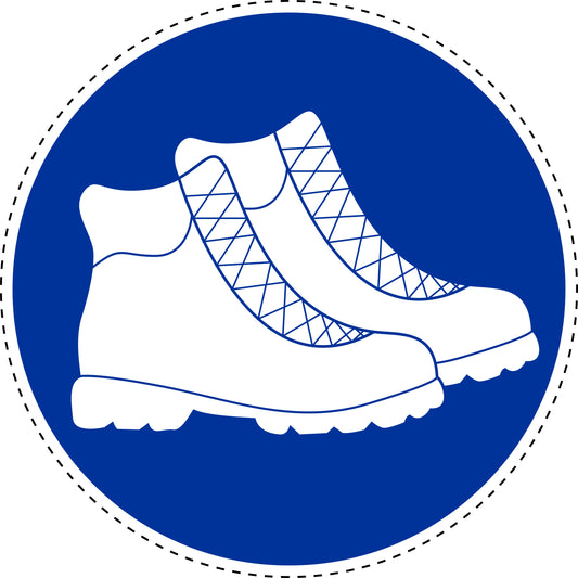 Mandatory stickers "Use foot protection" made of PVC plastic, LH-SIM1380