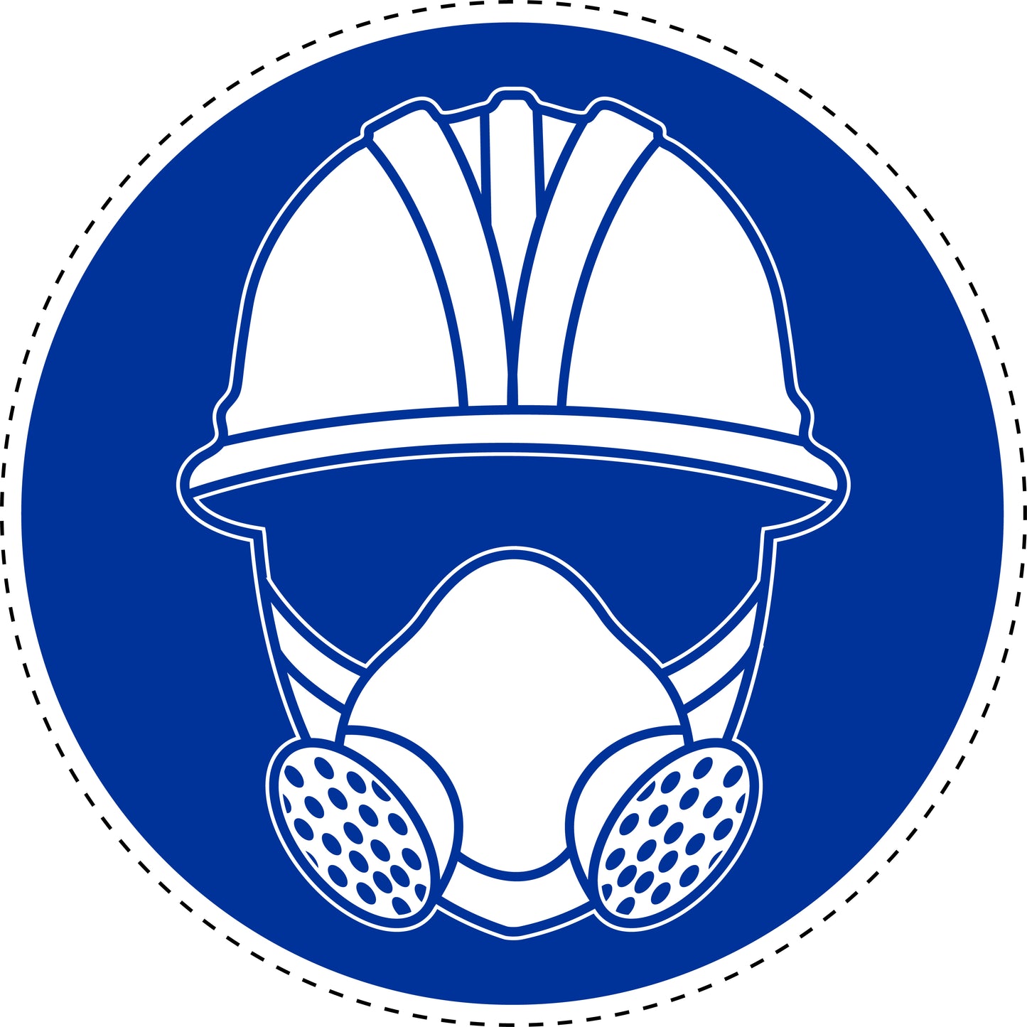 Mandatory stickers  "Wear respiratory, head and face protection" made of PVC plastic, LH-SIM1430