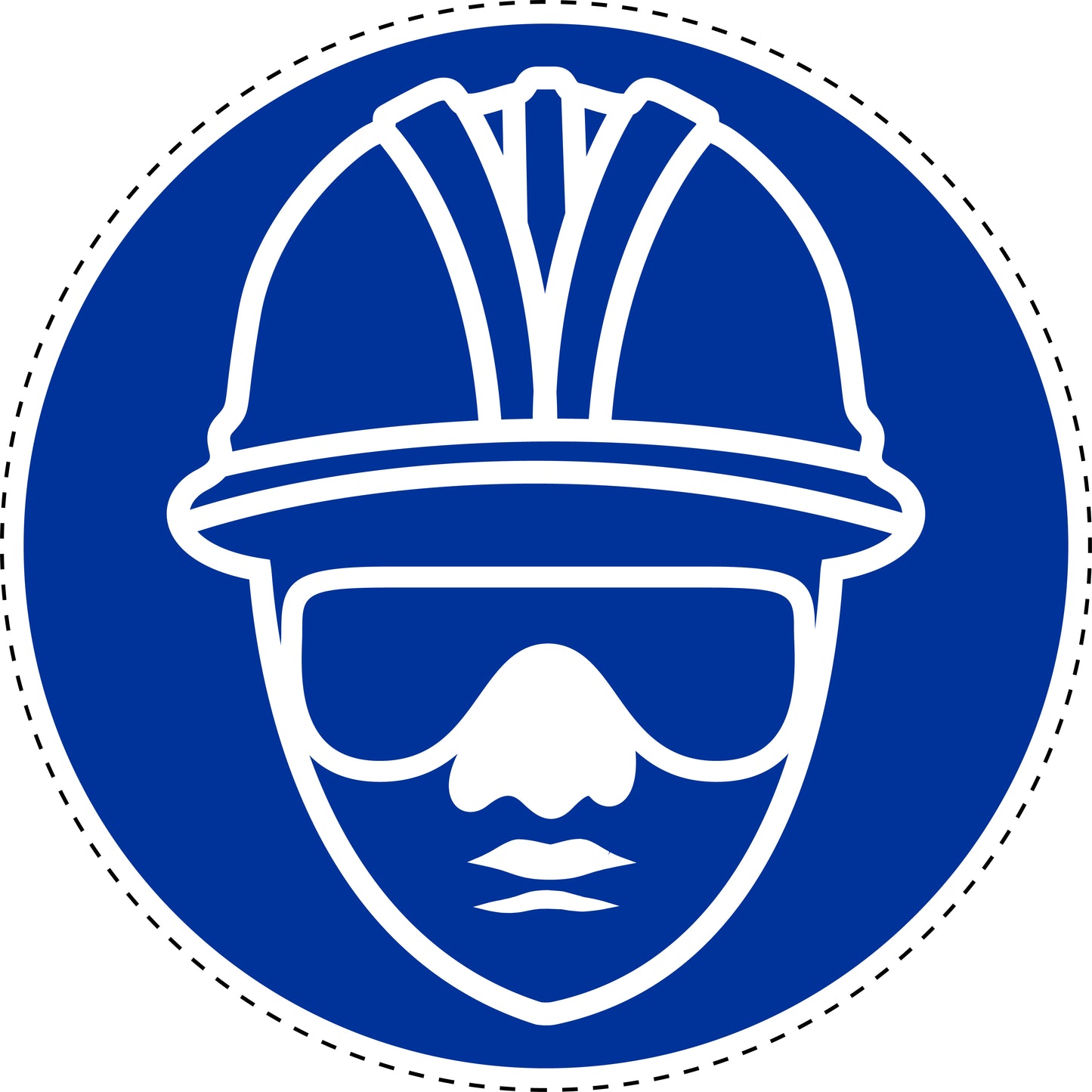 Mandatory stickers "Use head and eye protection" made of PVC plastic, LH-SIM1450